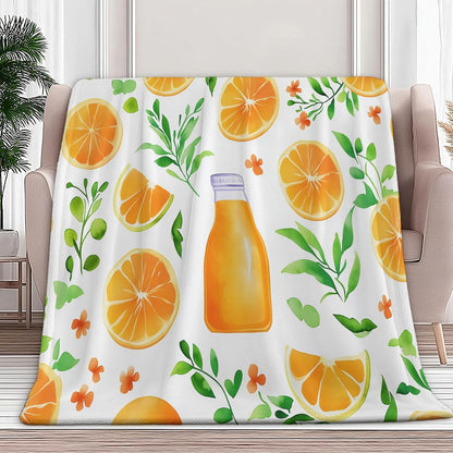 Plant-Based Lemon Bottle Super Soft Fluffy Fleece Throw Blanket Non-Shedding, Cozy Blanket for Couch, Sofa or Bed – Ideal for Adults & Kids Room Décor Gift, Yellow-Green, 87" x 94"