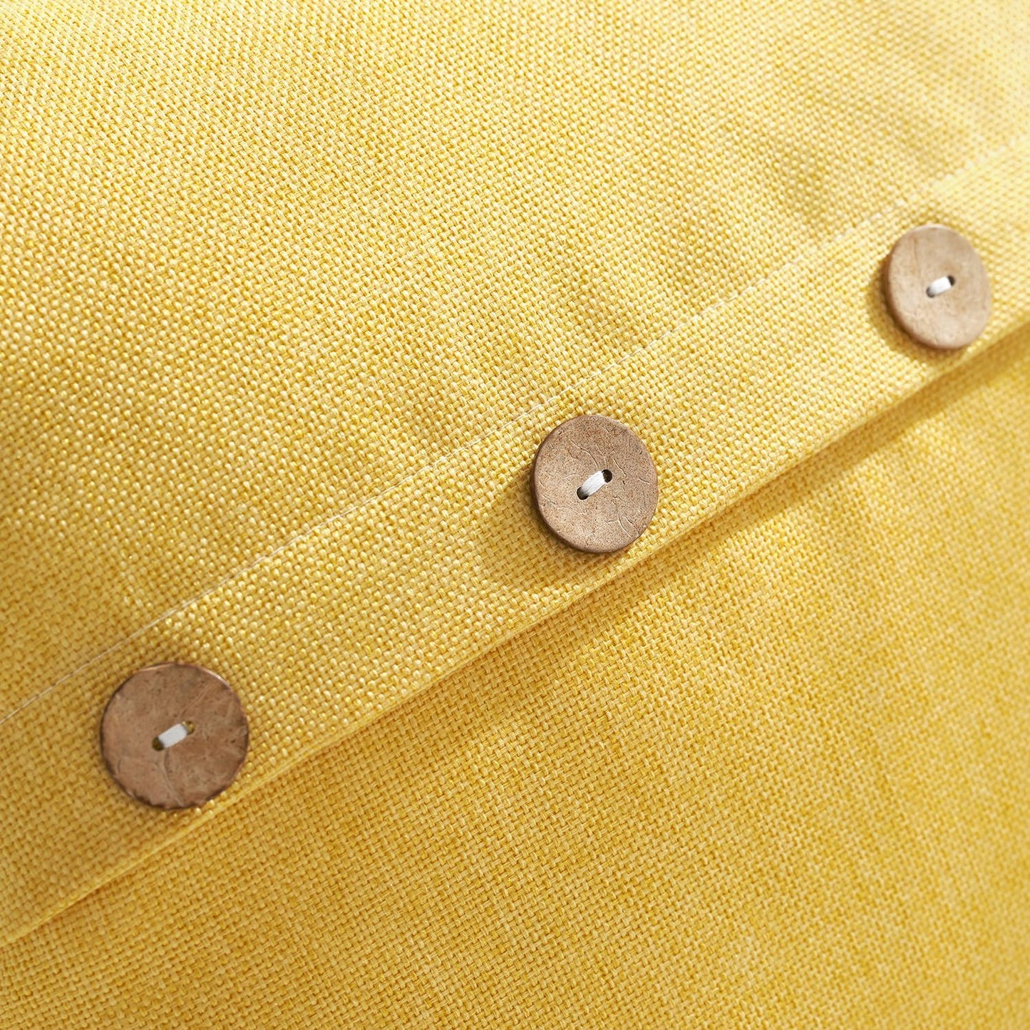 Meekio Set of 2 Lemon Yellow Pillow Covers 16 x 16 Linen Pillow Covers with Coconut Buttons Farmhouse Décor Housewarming Gifts