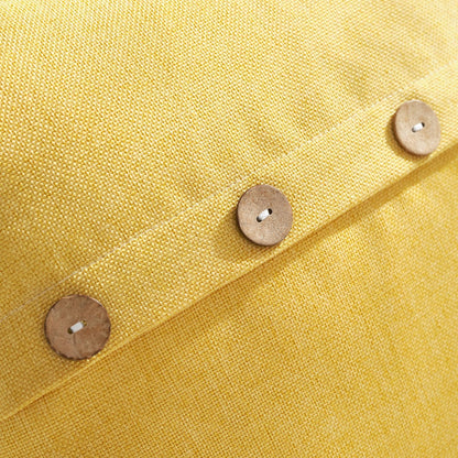 Meekio Set of 2 Lemon Yellow Pillow Covers 16 x 16 Linen Pillow Covers with Coconut Buttons Farmhouse Décor Housewarming Gifts