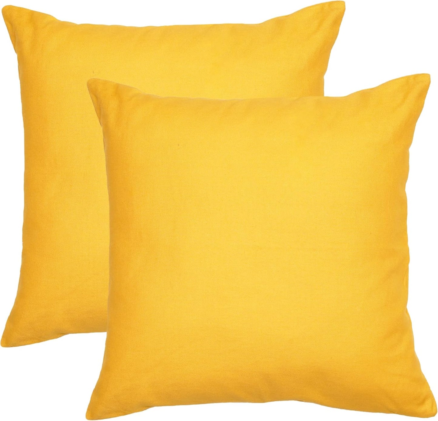 RELY+ Cotton Throw Pillow Covers 20x20 Inch Set of 2 Yellow Decorative Zippered Cases for Couch Bedroom Sofa Living Room Decoration Gifts Outdoor & Indoor Square Pillow Cases