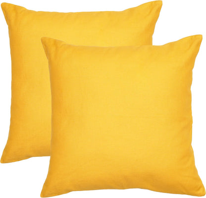 RELY+ Cotton Throw Pillow Covers 20x20 Inch Set of 2 Yellow Decorative Zippered Cases for Couch Bedroom Sofa Living Room Decoration Gifts Outdoor & Indoor Square Pillow Cases