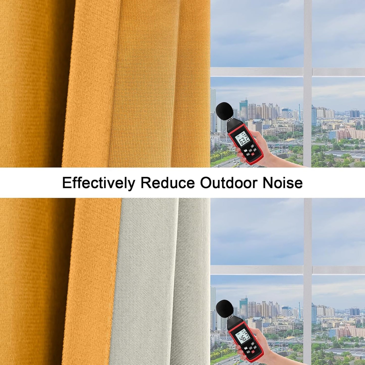 100% Full Blackout Velvet Curtains with Liner 96 inch Long 2 Panels for Living Room, Thermal Insulated Energy Saving Room Darkening Grommet Window Drapes for Bedroom, 52x96 Golden Yellow