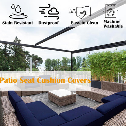 SK Studio Patio Cushion Covers Replacement, 2 Pack Waterproof Outdoor Furniture Seat Cushion Slipcover with Zipper for Garden and Backyard, Yellow