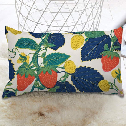 Chinoiserie Throw Pillow Case Summer Cherry Lemon Citrus Garden Rectangle Lumbar Pillow Case Traditional Decorative Pillow Home Cotton Linen 12x16 Boho Cushion Cover for Couch Sofa Car