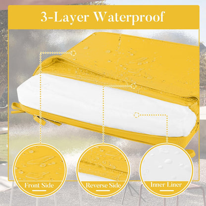 Basic Beyond Outdoor Chair Cushions for Patio Furniture, Waterproof Outdoor Seat Cushions Set of 4 19 x 19, Patio Chair Cushions Set of 4 with Ties and Handle, Yellow