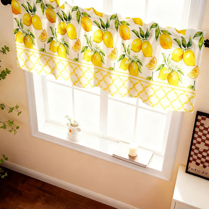 LeLehome Moroccan Window Curtain Valance 1 Panel, 54 X 18 Inch Window Treatment Summer Home Decor Linen with Rod Pocket for Cafe Kitchen Bedroom, Yellow Lemon