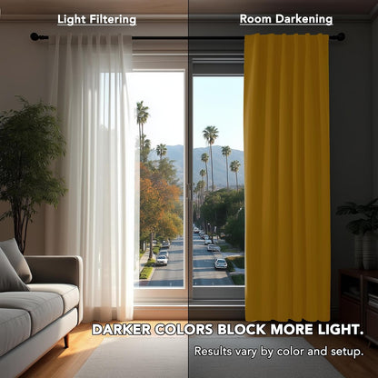 Deconovo Back Tab and Rod Pocket Blackout Curtains for Living Room - 42Wx84L Inch, Mellow Yellow, 2 Panels, Thermal Insulated Light Blocking Curtains