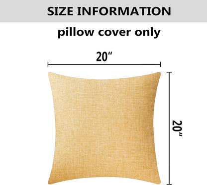Home Brilliant Yellow 20x20 Pillow Cover Textured Linen Throw Pillows for Couch Bench Sofa Decor, 50cm, 20 Inch, Yellow