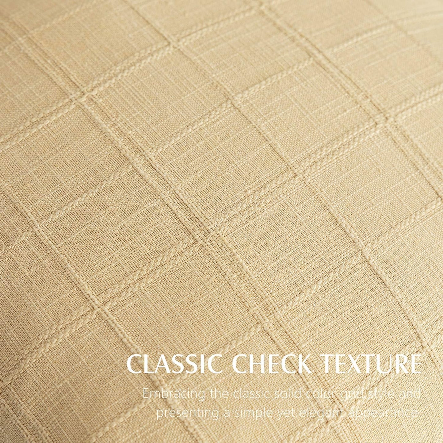 Foindtower Set of 1 Decorative Linen Check Throw Pillow Cover Neutral Farmhouse Lumbar Cushion Cover Modern Boho Accent Home Decor for Sofa Chair Couch Bedroom Living Room,12×20 Inch,Light Yellow