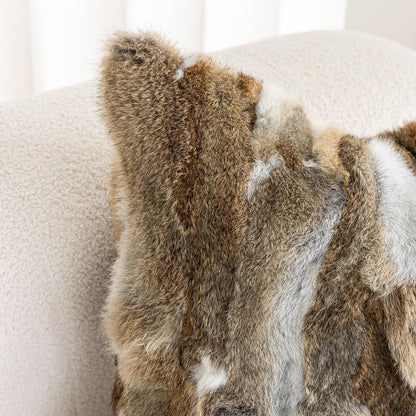 Genuine Rabbit Fur Pillow Covers Set of 2,Luxury Decorative Throw Pillowcases Fluffy Animal Skin Accents Bolster Cushion Cover for Couch Sofa Bedroom Living Room Home,12x20inch,Yellow