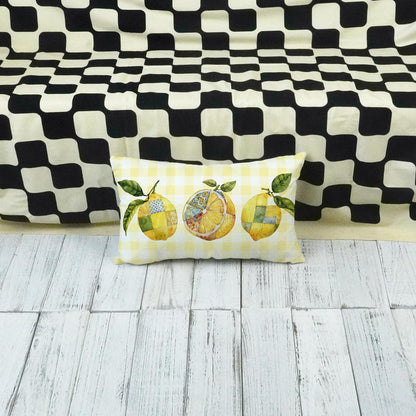ONWAY Summer Throw Pillow Cover 12x20 Inch Lemon Yellow Buffalo Plaid Decorative Pillowcase Farmhouse Outdoor Patio Holiday Cushion Case for Sofa Couch Bed