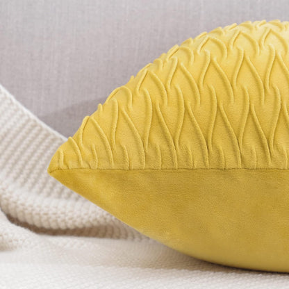 MADIZZ Set of 2 Super Soft Velvet Decorative Throw Pillow Covers 18x18 inch Lemon Yellow Square with Texture Luxury Style Cushion Case Pillow Shell for Sofa Bedroom