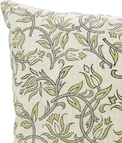 Pillow Covers Handmade Block Print Decorative 24X24 Inches Throw Pillowcase Cushion Cover Hidden Zipper for Sofa, Couch, Farmhouse, Summer, Spring, Fall Decoration, Kamal Dutta, Yellow