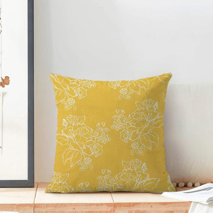 Spring Yellow Floral Throw Pillow Covers 18x18 Set of 2, Seasonal Holiday Decorative Pillow Covers Neutral Flower Decoration Outdoor Cushion Cover for Sofa Couch Farmhouse