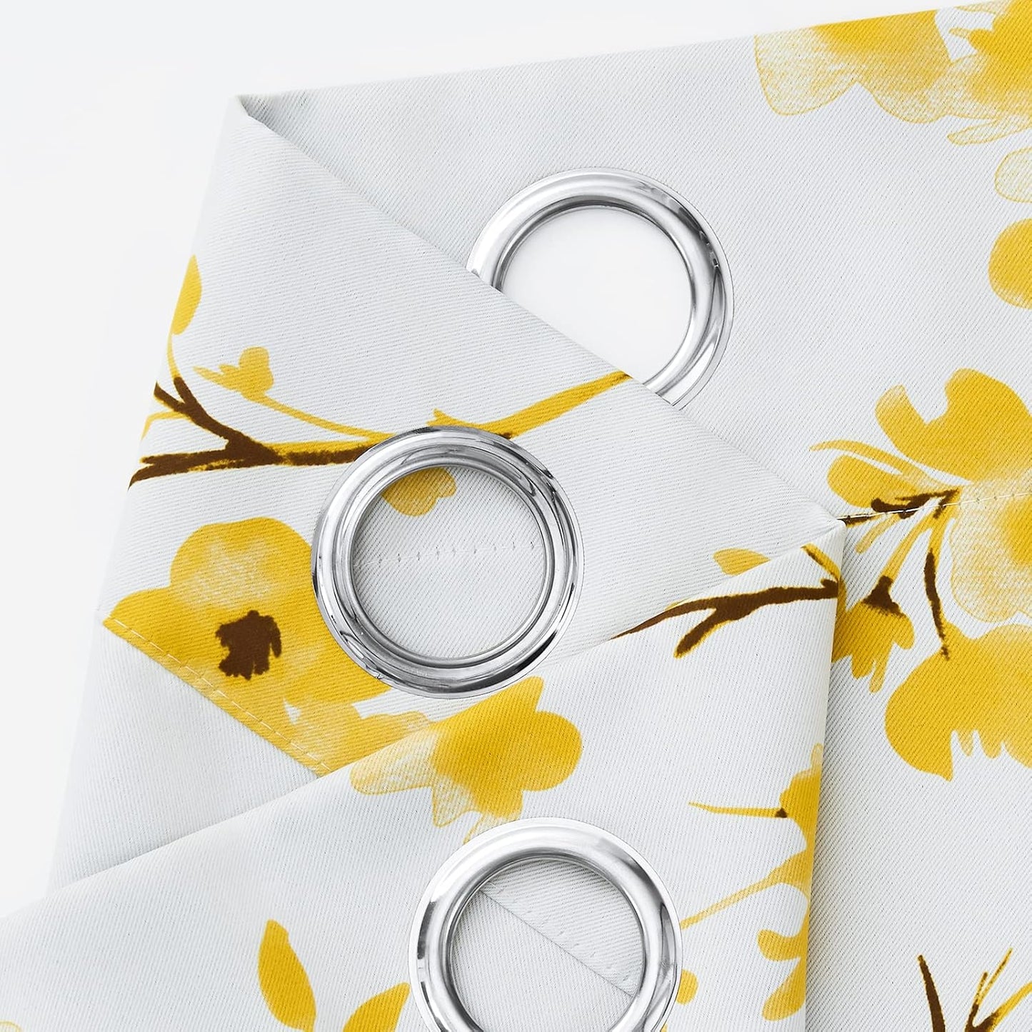 HOMEIDEAS Yellow Floral Blackout Curtains, 52 x 84 Inches Long Room Darkening Flower Grommet Drapes for Living Room, Bedroom, 2 Panels
