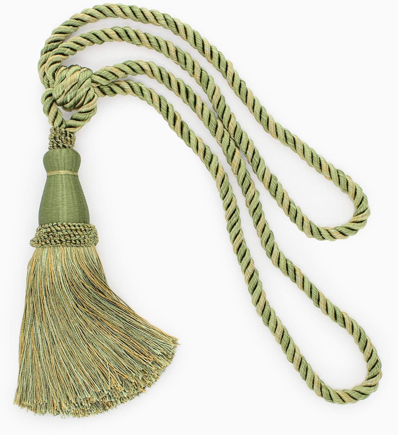 DÉCOPRO Elegant Lustrous Curtain Tassel Tieback, Tassel Length 8 1/2" (21.5cm), Spread 30" (76cm) # TBC085, Lemongrass Green #PR12 (Light Green, Yellow Green, Yellow Gold) Individually Sold