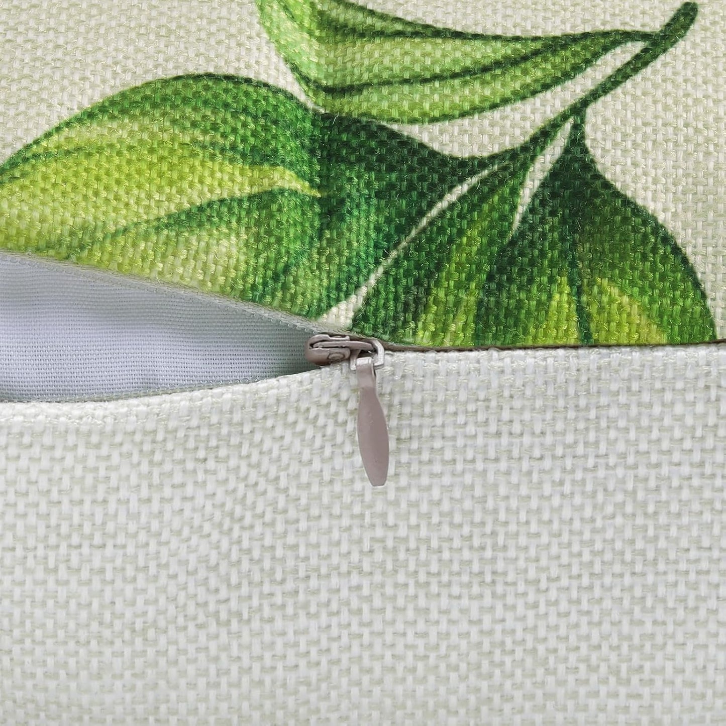 Bonhause Summer Lemon Pillow Covers 18 x 18 Inch Set of 4 Yellow Fruit Floral Green Leaves Outdoor Decorative Polyester Linen Pillowcases for Sofa Couch Bedroom Home Décor