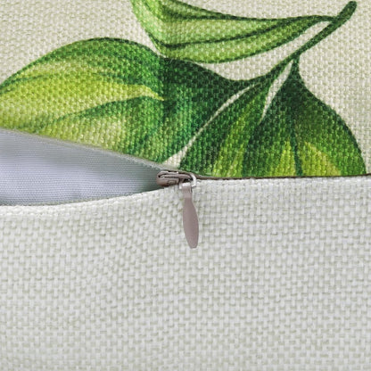 Bonhause Summer Lemon Pillow Covers 18 x 18 Inch Set of 4 Yellow Fruit Floral Green Leaves Outdoor Decorative Polyester Linen Pillowcases for Sofa Couch Bedroom Home Décor