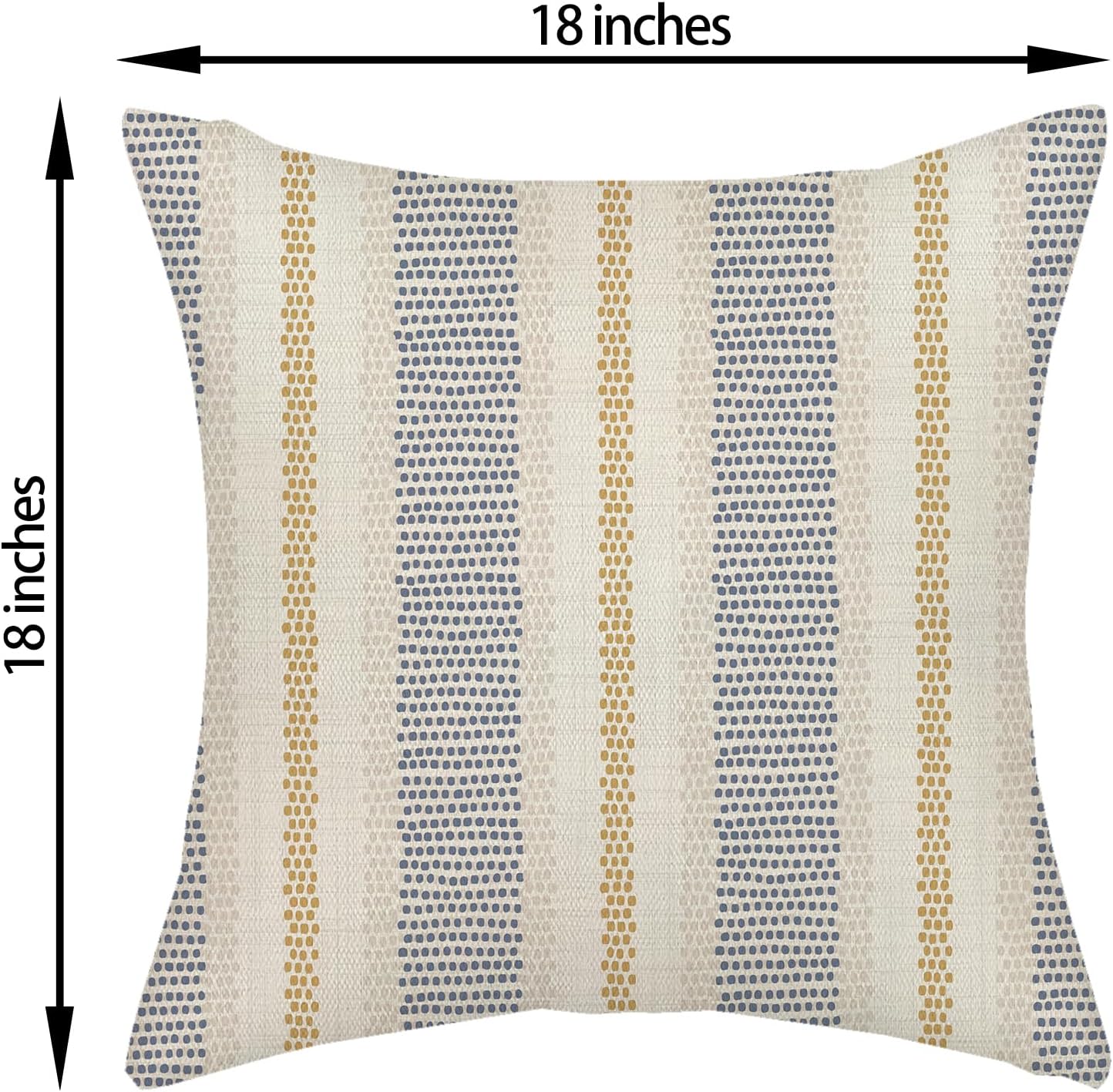 Navy Blue Pillow Covers 18x18 Inch 2 Pcs Boho Mustard Yellow Polka Dots Striped Decor Throw Pillows Modern Geometric Outdoor Farmhouse Decoration Pillowcase Linen Cushion Cover for Couch Sofa