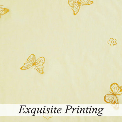 Jubilantex Yellow Butterfly Sheer Curtain Panels for Kids Nursery Bedroom, Baby Girls Toddler Gold Print Linen Textured Rod Pocket Voile Drapes 63 Inch Long for Living Room,2 Panels