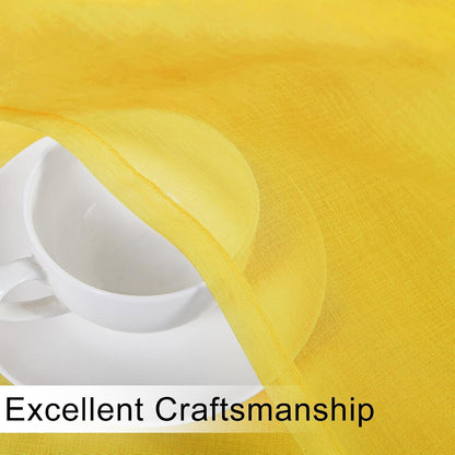 DWCN Sheer Curtain Valance 18 Inches Long, Light Filtering Curtain for Bathroom Bedroom, Small Kitchen Valance with Rod Pockets, 52x18 Inch, Yellow