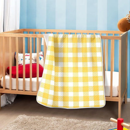 Yellow Gingham Cotton Baby Blanket 30" x 40" Warm Soft Breathable Muslin Swaddle Blankets for Toddler Boys Girls Nursery Receiving Wraps