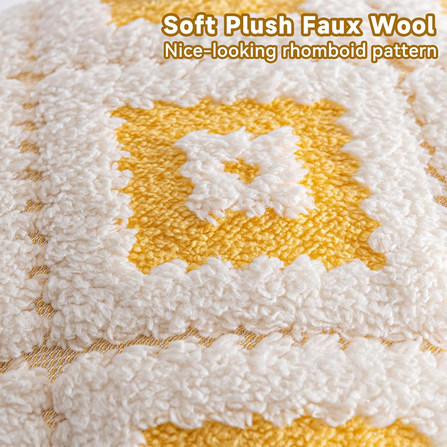 AmHoo Pack of 2 Decorative Throw Pillow Covers Rhomboid Luxury Super Soft Plush Set Case Cushion for Couch Sofa Bedroom 20 x 20-Inch Yellow