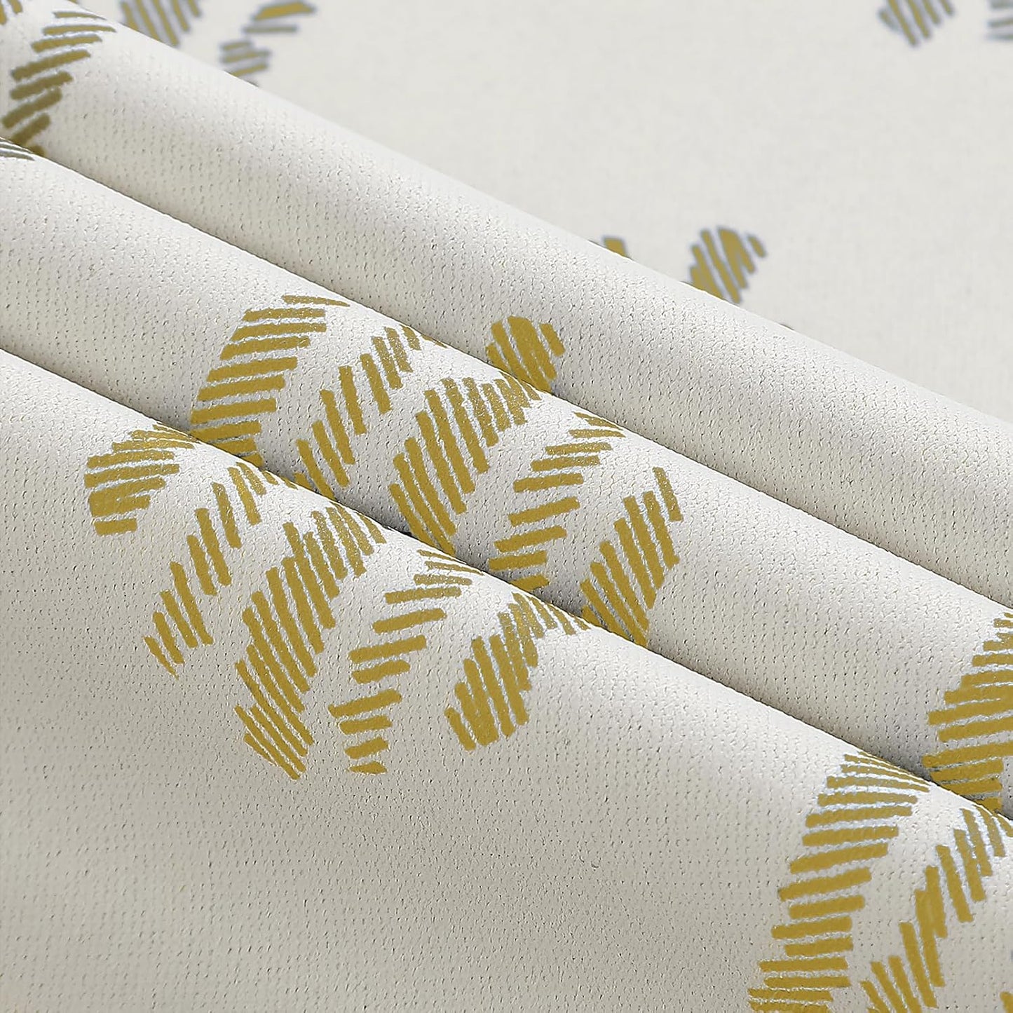 Melodieux 80% Blackout Boho Curtains for Bedroom 84 Inch Length 2 Panels Set Yellow on Beige Striped Pattern Cotton Bedroom Curtains Grommet Room Darkening Curtain for Living Room Thermal Insulated