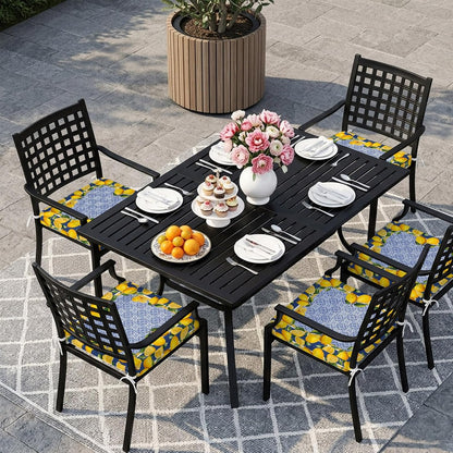 Blue Yellow Lemon Indoor/Outdoor Seat Cushions Cover, Summer Country Fruits Italian Style Waterproof Patio Chaise Lounge Cushion Cover for Beach Pool Side Chair Cushions 20''x18''x2pcs