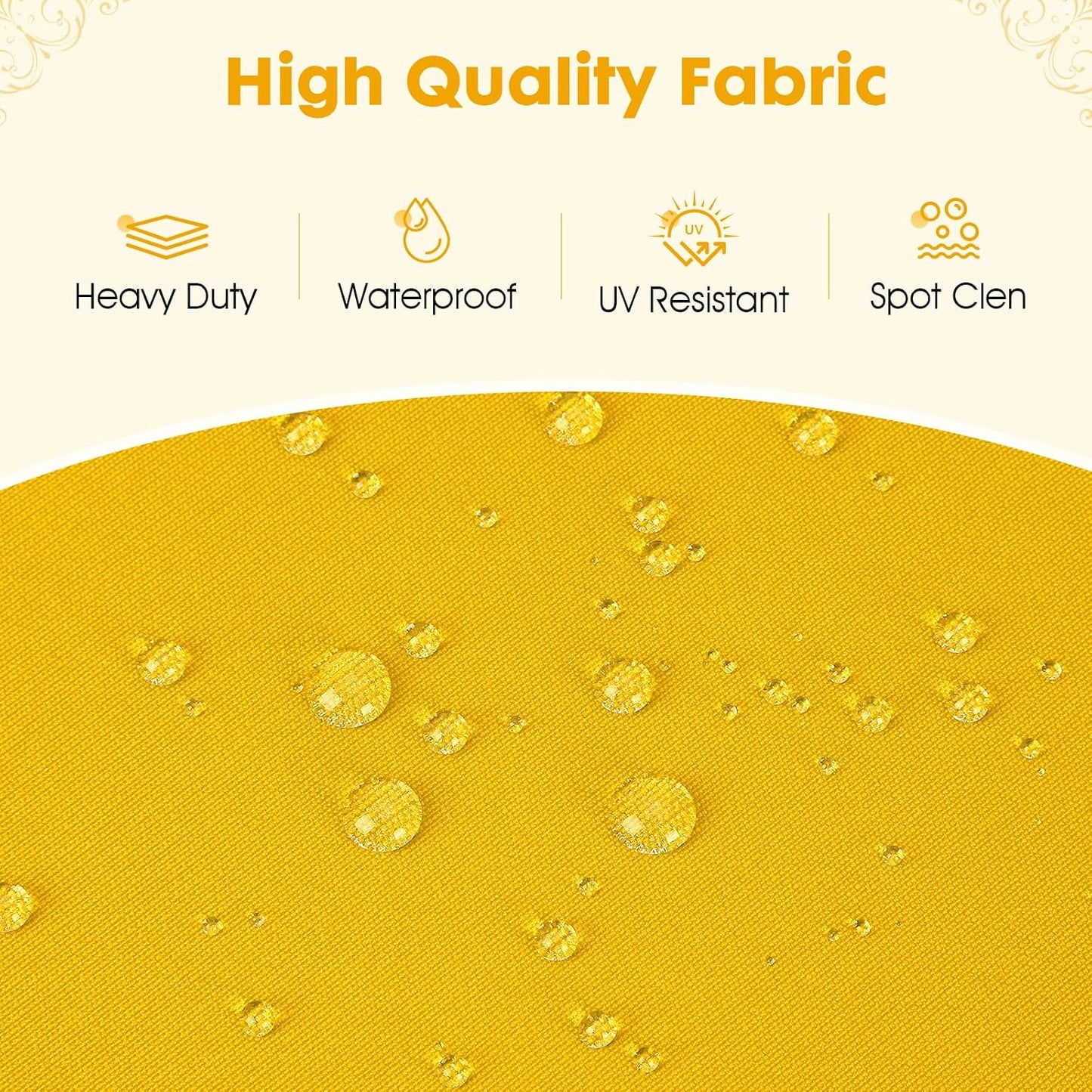 Outdoor Chair Cushions Set of 4 Fade Water Resistant, Patio Furniture Cushions with Non-Slip Ties,Square Cushions for Outdoor Furniture and Lawn Dining Chairs, 18.5 x 16 x 3, Yellow