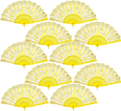 30 Pack Folding Fans – Handheld Spanish Style Fans,Bulk Hand Fans for Wedding, Tea Party, Dance, Church,Performance, Home Decorations, Festival, Gift,Yellow
