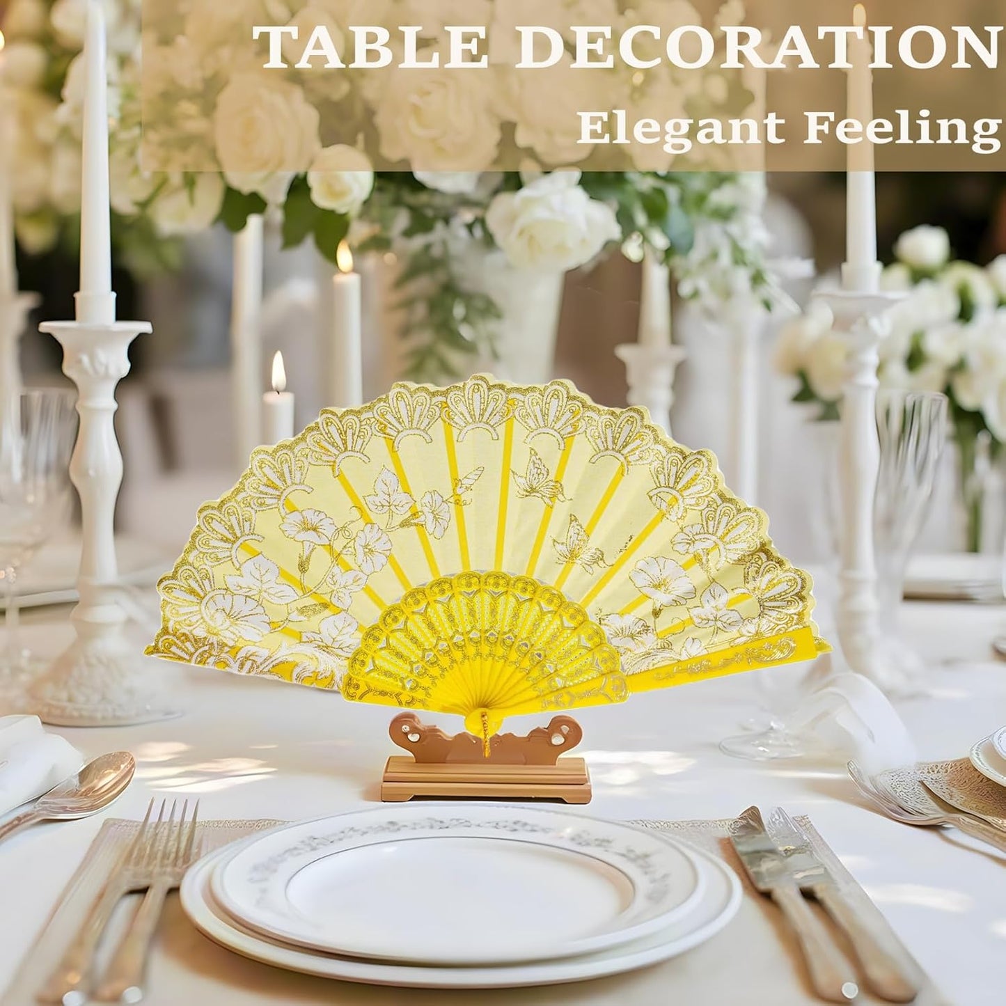 30 Pack Folding Fans – Handheld Spanish Style Fans,Bulk Hand Fans for Wedding, Tea Party, Dance, Church,Performance, Home Decorations, Festival, Gift,Yellow