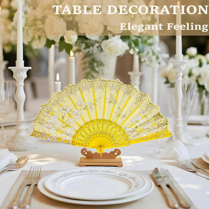 30 Pack Folding Fans – Handheld Spanish Style Fans,Bulk Hand Fans for Wedding, Tea Party, Dance, Church,Performance, Home Decorations, Festival, Gift,Yellow