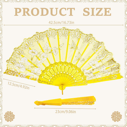 30 Pack Folding Fans – Handheld Spanish Style Fans,Bulk Hand Fans for Wedding, Tea Party, Dance, Church,Performance, Home Decorations, Festival, Gift,Yellow