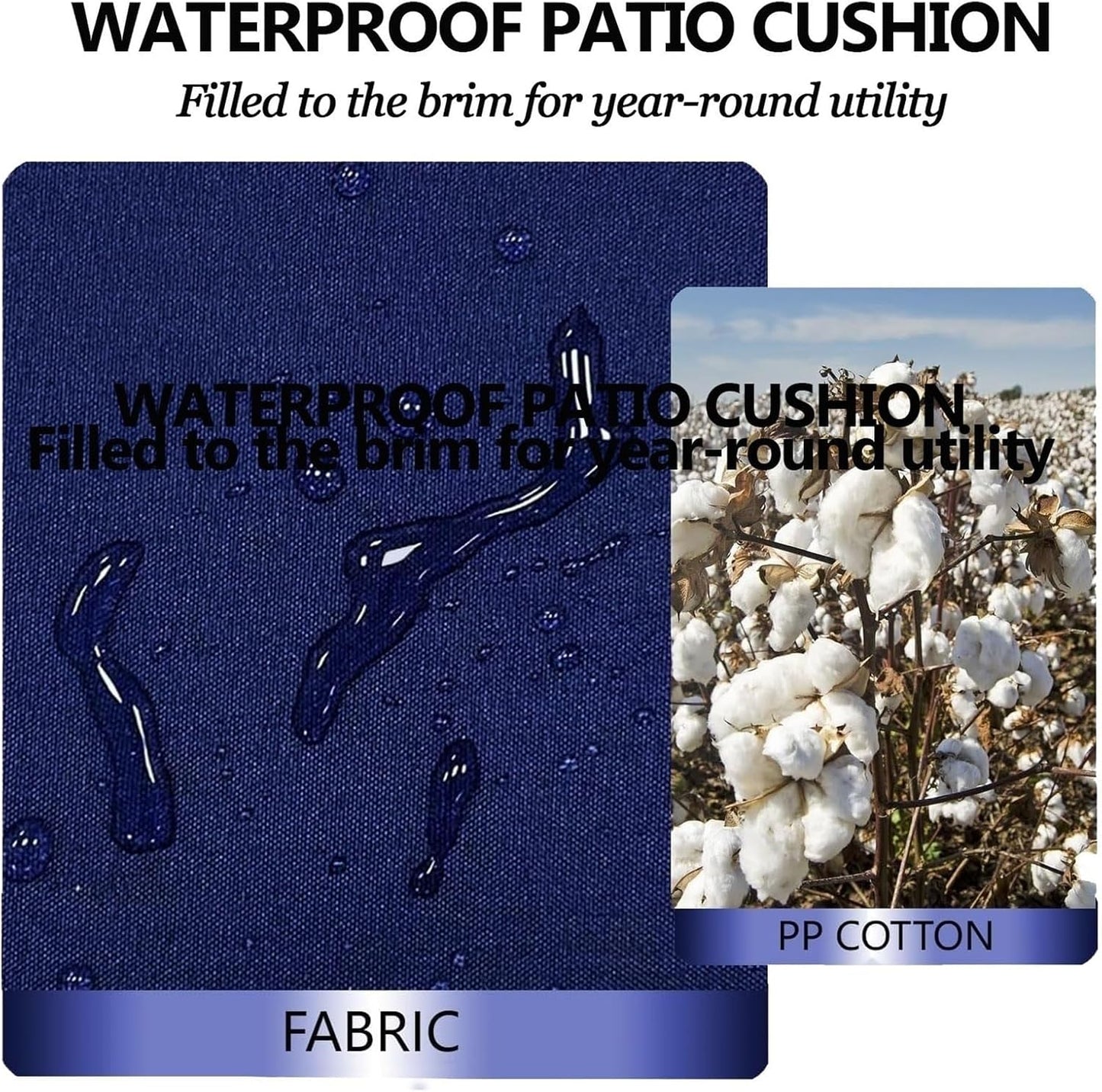 2 Pack Patio Chair Cushion 19x19x3 Inch Indoor & Outdoor Chair Cushions Waterproof Seat Cushion for Patio Furniture Tieless Anti-Slip Tufted Chair Cushion(Bright Yellow)