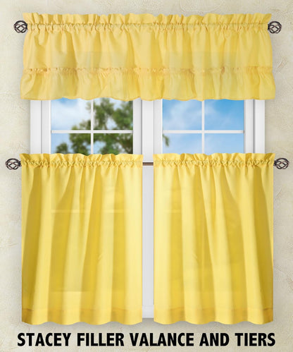 Ellis Curtain Stacey 54-by-13 Inch Ruffled Filler Valance (Yellow)