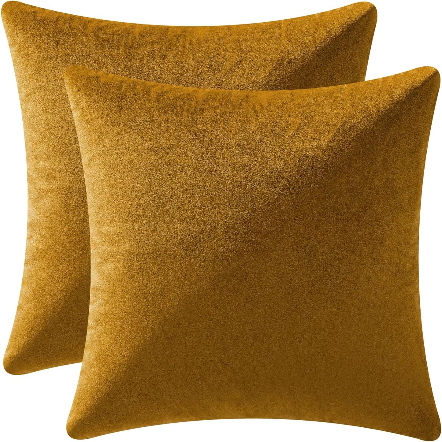 MIULEE Pack of 2 Mustard Yellow Pillow Covers 18x18 Inch Decorative Velvet Throw Pillow Covers Modern Soft Couch Throw Pillows Farmhouse Spring Home Decor for Sofa Bedroom Living Room