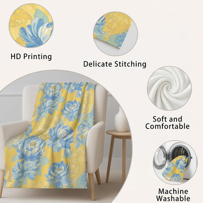 Oil Painting Blanket Cozy for Boys Girls Men Women Teens Adults, 50" x 70" Lemon Yellow Throw Blanket, Soft Cozy Lightweight Throw Plush Blankets