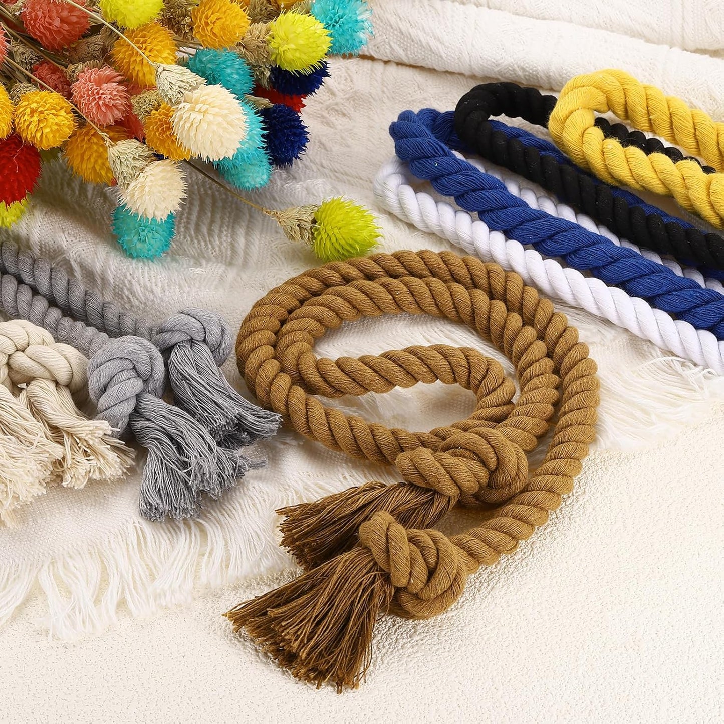 uxcell 2Pcs Rope Curtain Tiebacks, 30" Polyester Tassel Curtain Drapes Holdbacks Hand-Woven Decorative Tie Backs for Home Office Decor, Yellow