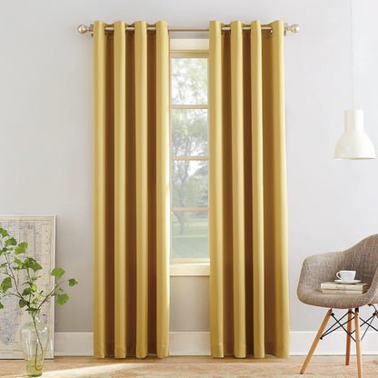 Sun Zero Barrow 2-Pack Energy Saving Grommet Curtain Panel Pair, Flax Yellow, 54" W x 54" L (2 Panels)