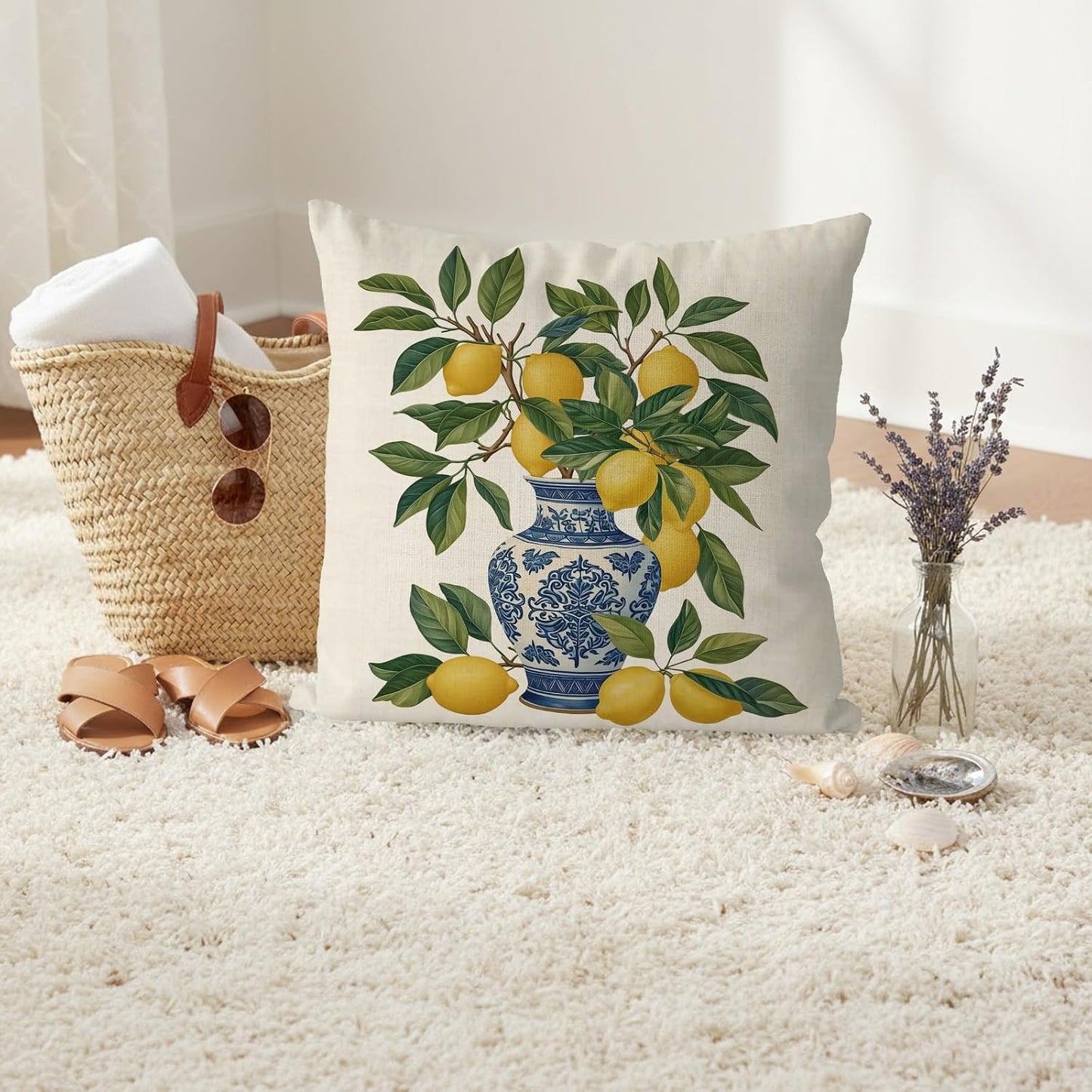 GAGEC Summer Pillow Covers 18x18 Inch Summer Decor Lemon Decor Lemon Pillow Covers for Home Sofa Living Room Farmhouse Cushion Case Decorations