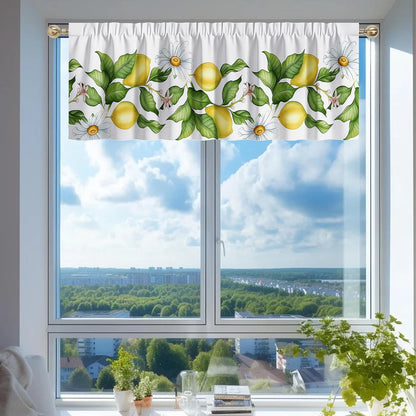 Lemon Valance, 54x18 Inch Lemon Kitchen Curtains for Window, Summer Cafe Kitchen Curtains with Rod Pocket, Lemons Curtains for Kitchen in Linen Fabric for Bedroom Home Decor, Yellow Lemon Design