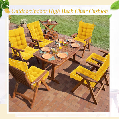 Juexica 4 Sets Outdoor Patio Cushions High Back Outdoor Chair Cushions Rocking Cushion Patio Fastness Chair Pads with Ties for Seasonal Indoor Home Office(Yellow,16 x 16 x 3.5)