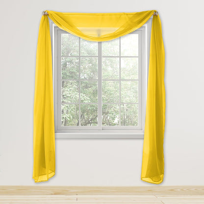 Elegant Comfort Lightweight Sheer Voile Window Scarf Valance - 216 Inch Long - 1 Panel Sheer Curtain for Living Room, Event Decor, Bedroom, (1 Piece) 55" X 216'' Long, Neon Yellow
