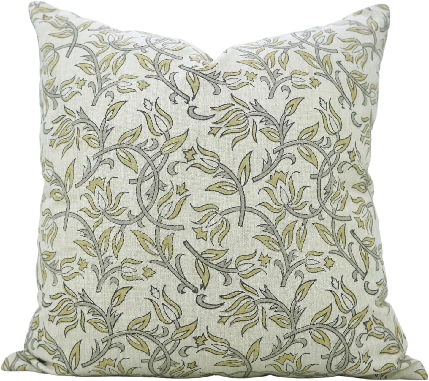 Pillow Covers Handmade Block Print Decorative 24X24 Inches Throw Pillowcase Cushion Cover Hidden Zipper for Sofa, Couch, Farmhouse, Summer, Spring, Fall Decoration, Kamal Dutta, Yellow