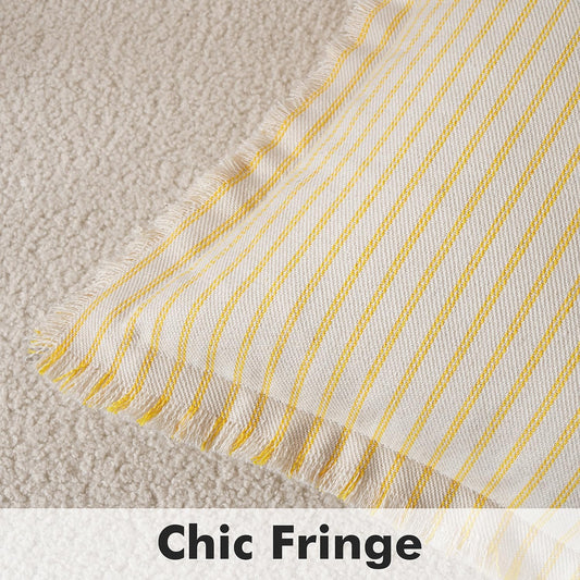 MIULEE Pack of 2 Yellow Pillow Covers 20x20 Inch Striped Farmhouse Couch Spring Throw Pillow Covers with Fringe Chic Cotton Decorative Cushion Covers for Summer Sofa Living Room Bed Outdoor Home Decor