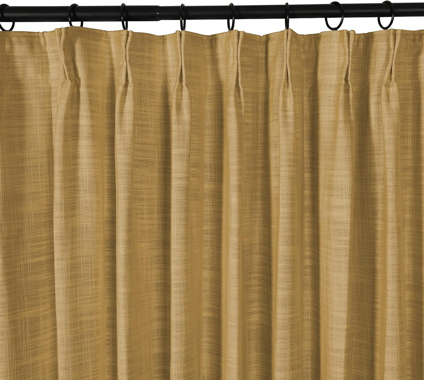TWOPAGES Linen Textured Pinch Pleat Curtain for Living Room, Room Darkening Window Curtain Panel for Bedroom, Privacy Drape with Double Layer (100 x 102 Inches, 1 Panel, Mustard Yellow)