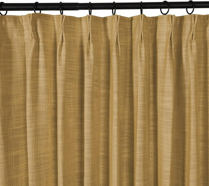TWOPAGES Linen Textured Pinch Pleat Curtain for Living Room, Room Darkening Window Curtain Panel for Bedroom, Privacy Drape with Double Layer (100 x 102 Inches, 1 Panel, Mustard Yellow)