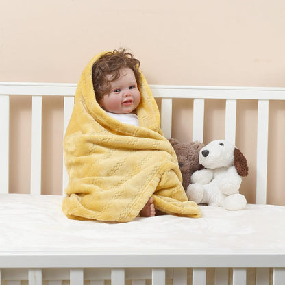 CREVENT 30''X40'' Soft Cozy Warm Baby Blankets for Boys Girls Solid Color - All Season Use - Newborn Essentials (Sunshine Yellow)