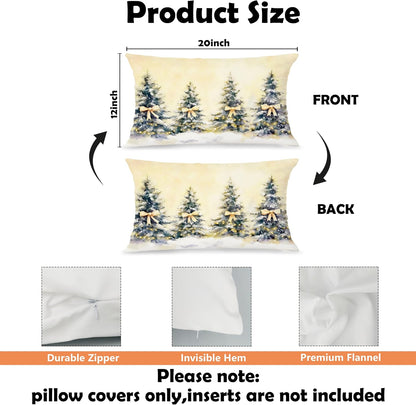 Coquette Yellow Bow Christmas Tree Lumbar Pillow Covers 12x20, Coquette Christmas Decor, Girly Xmas Tree Holiday Decorative Throw Pillow Covers for Living Room Home Bedroom